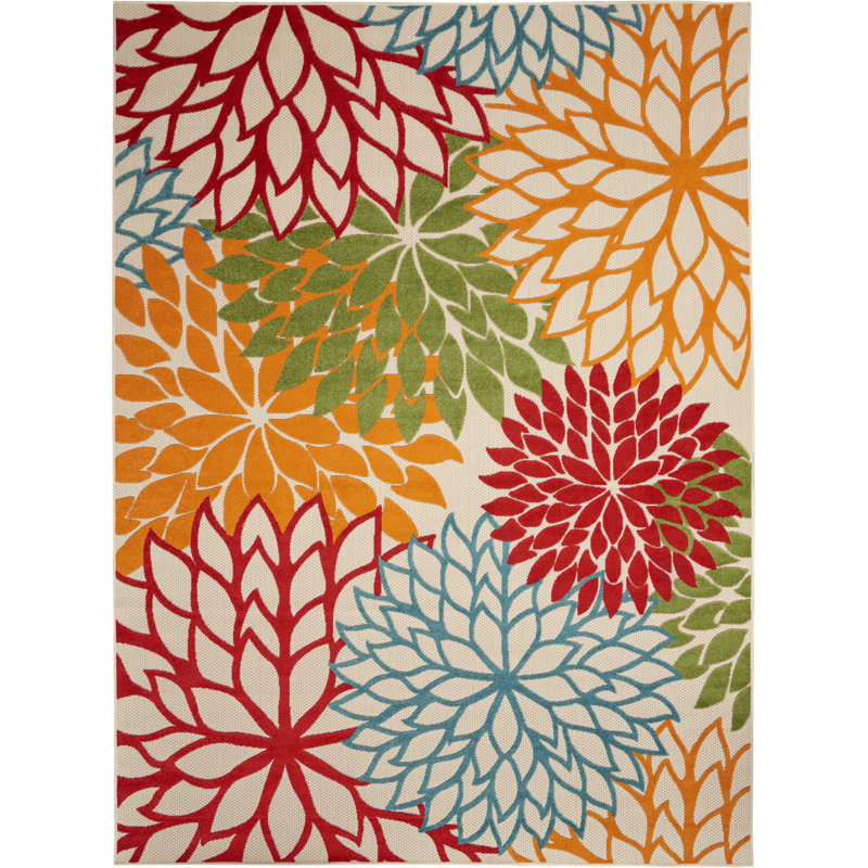 Andover Mills Muirhead Floral Red/Orange/Green/Blue Indoor/Outdoor Area
